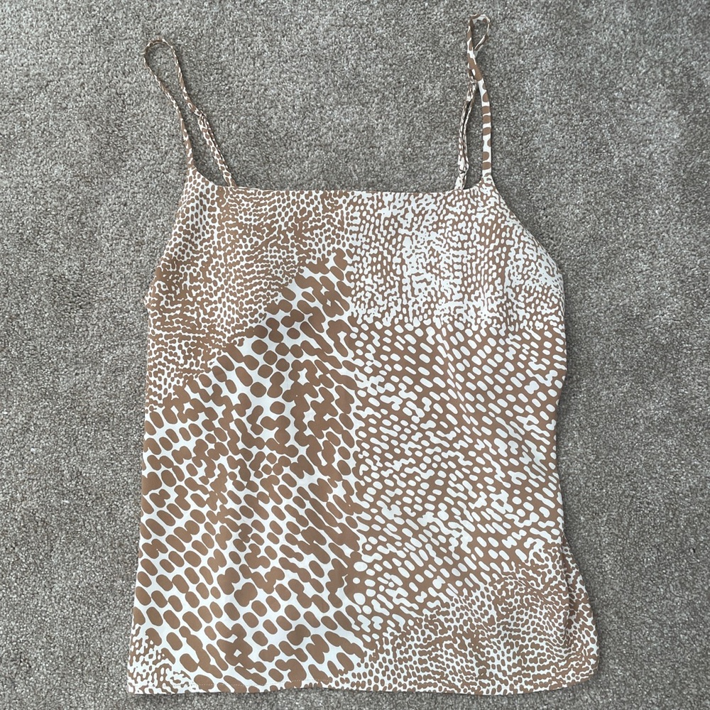 Chic Brown and White Patterned Tank Top